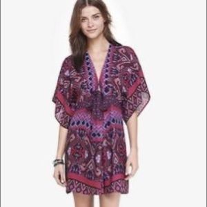 Express Pink Purple V-Neck Kimono Dress Medium
